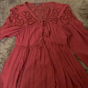 American Eagle 3/4 sleeve Maroon Dress